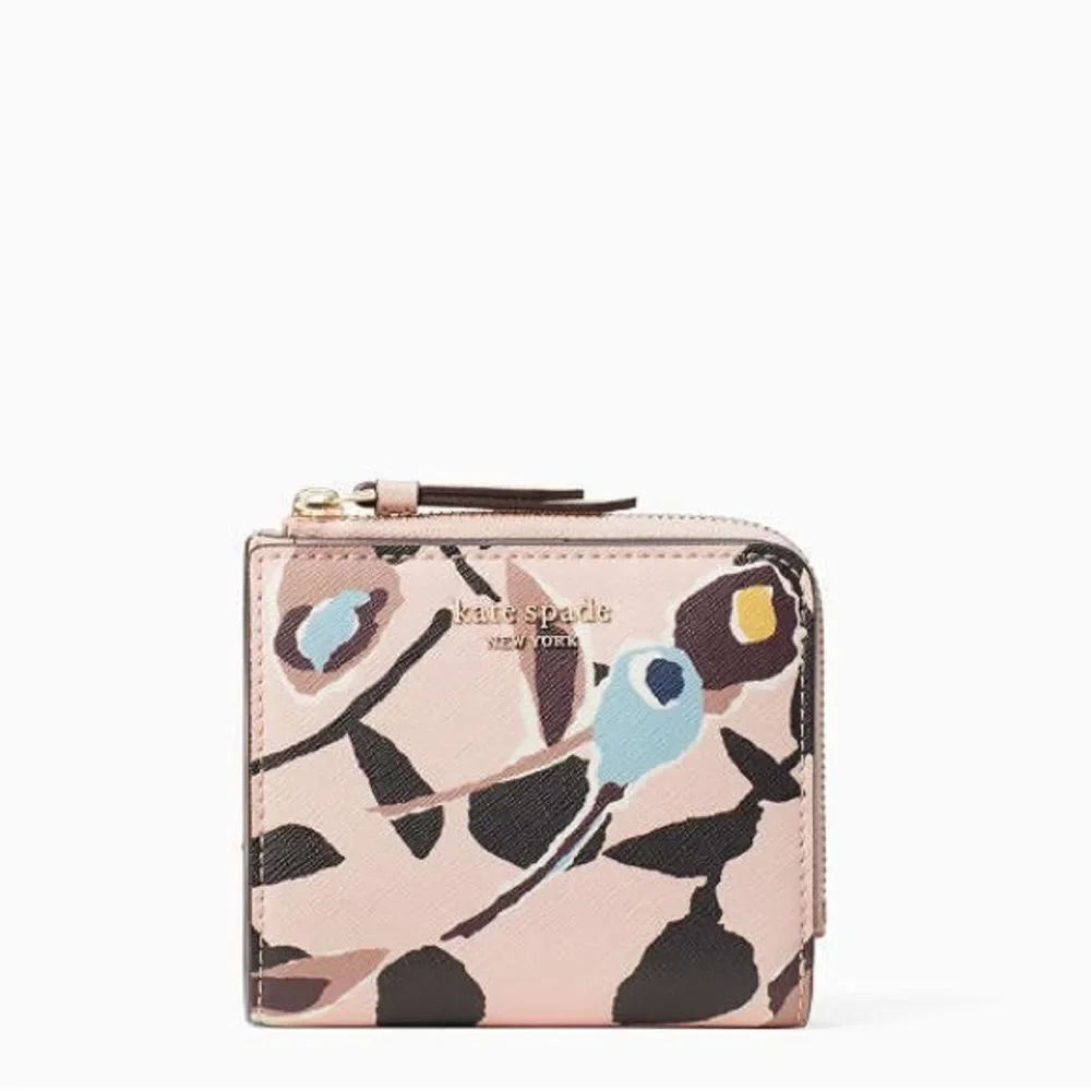 NEW Kate Spade Cameron Paper Rose Small L-zip Bifold Wallet Women’s